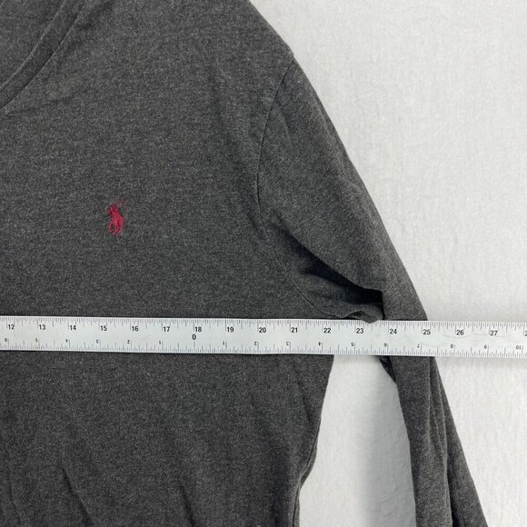 Polo Ralph Lauren Sweater Mens L Gray Long Sleeve V-Neck Pullover Casual Preppy - Picture 3 of 12